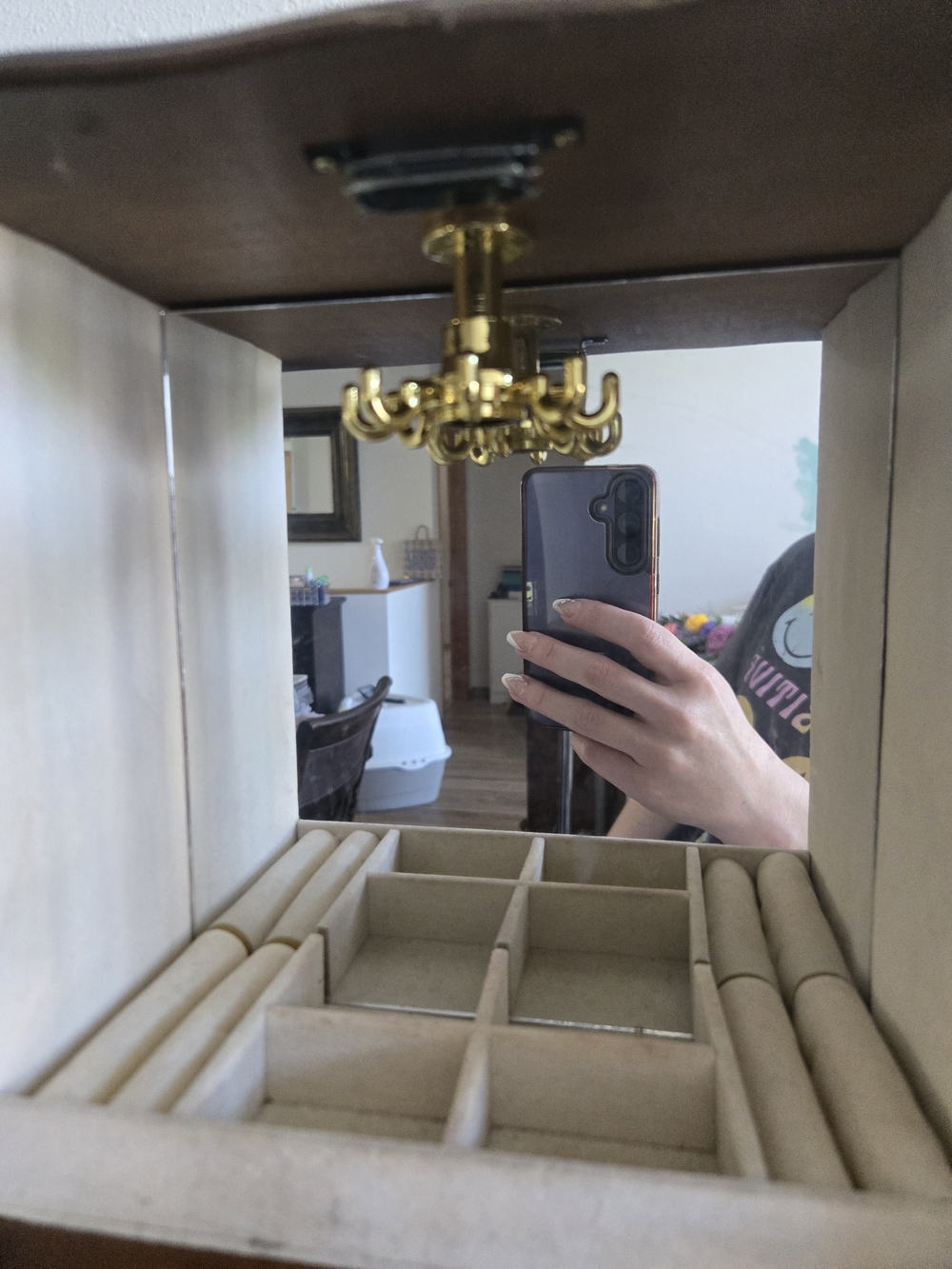 Wooden Mirrored Jewelry Armoire - Brown - Picture 2 of 3